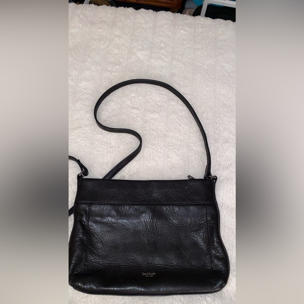 Botkier New York Leather Crossbody Purse butter soft black zip top sleek modern